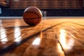 AI generated illustration of an indoor basketball court with a polished hardwood floor