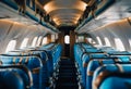 AI generated illustration of the interior of an empty plane, without passengers Royalty Free Stock Photo