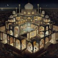 AI generated illustration of Iranian miniatures with traditional architecture