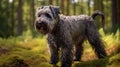 AI generated illustration of an Irish Soft-Coated Wheaten Terrier on a grassy hill Royalty Free Stock Photo