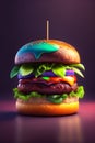 AI generated illustration of an isolated delicious-looking hamburger