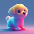 AI generated illustration of an isometric icon of an adorable dog figurine