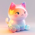 AI generated illustration of an isometric icon of an adorable pink feline
