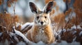 AI generated illustration of a kangaroo standing in the snow Royalty Free Stock Photo