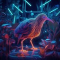 AI generated illustration of a kiwi illuminated by a fibre optic light, creating a vibrant effect Royalty Free Stock Photo