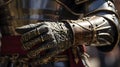 AI-generated illustration of a knight's hand wearing gauntlet with intricate patterns