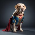 AI generated illustration of a labrador wearing a superhero costume