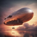 Futuristic Zeppelin at sunset