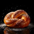 AI generated illustration of a large soft pretzel topped with a dash of white salt