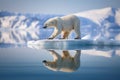 AI generated illustration of a large white polar bear walking across a vast expanse of ice Royalty Free Stock Photo