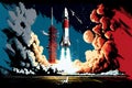 AI generated illustration of the launch of a spacecraft during Apollo 11 space mission