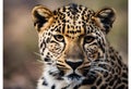 AI generated illustration of a leopard with large, wide eyes and magnificent long fur