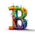 AI generated illustration of a letter B decorated with a variety of vibrant colors