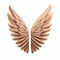 AI-generated illustration of light brown angel wings against a white background