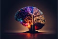 AI generated illustration of a light bulb with human brain inside Royalty Free Stock Photo