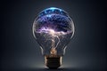 AI generated illustration of a light bulb with human brain inside Royalty Free Stock Photo