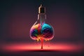 AI generated illustration of a light bulb with human brain inside Royalty Free Stock Photo