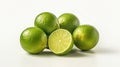 AI generated illustration of limes isolated on a white background Royalty Free Stock Photo