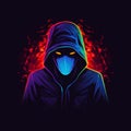 AI generated illustration of a logo background featuring a mysterious hooded figure