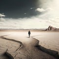 AI generated illustration of a lone figure wanders through the desert