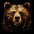 AI generated illustration of a Low polygonal portrait of a bear against a dark background