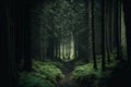 AI generated illustration of a lush bright green forest trail