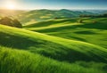 AI generated illustration of lush green rolling hills Royalty Free Stock Photo