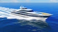 AI generated illustration of a luxurious yacht sailing in the vast expanse of the open ocean