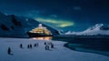 AI generated illustration of a luxury cruise liner in the Antarctic wilderness