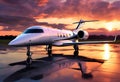 a private jet is parked at the airport ready to take off Royalty Free Stock Photo