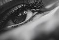 AI generated illustration of a macro of a human eye in grayscale Royalty Free Stock Photo