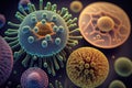 AI-generated illustration of a macro view of a group of bacteria