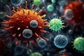 AI generated illustration of a macro of virus cells Royalty Free Stock Photo