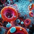 AI generated illustration of a macro of virus cells Royalty Free Stock Photo