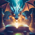 Magic book and fierce dragon