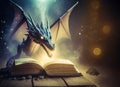 Magic book and fierce dragon