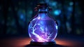 AI-generated illustration of a magical glass bottle with a glowing tree inside Royalty Free Stock Photo