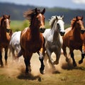 AI generated illustration of a magnificent herd of horses