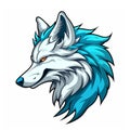 AI generated illustration of a majestic blue wolf with piercing eyes Royalty Free Stock Photo