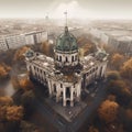AI generated illustration of a majestic building with a magnificent dome Royalty Free Stock Photo