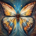 AI generated illustration of a majestic butterfly, perched on a neutral background