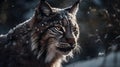 AI-generated illustration of a majestic Canadian lynx during snowfall.