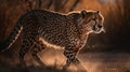 AI generated illustration of a majestic cheetah in a vast grassland