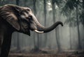 AI generated illustration of A majestic elephant standing in a forest