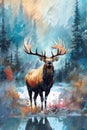 AI generated illustration of a majestic Elk stands proud Royalty Free Stock Photo