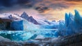 AI generated illustration of a majestic formation of ice-capped mountains Royalty Free Stock Photo