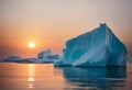 AI generated illustration of a majestic iceberg floats serenely in the middle of a mirror-like lake