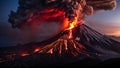 AI generated illustration of majestic Mount Etna in Greece pictured erupting in a display of power Royalty Free Stock Photo