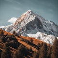 AI generated illustration of a majestic mountain peak with a snow-capped summit Royalty Free Stock Photo
