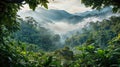 AI generated illustration of a majestic rainforest canopy creates an intricate tapestry